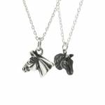 White and black horse necklace