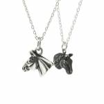 White and black horse necklace