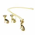 Gold Chihuahua pendant and earrings
