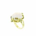 Gold ring with large pearl and Diamonds
