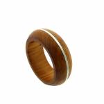 Wooden ring with white gold band