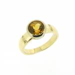 Zlatý prsteň s citrínom a diamantami